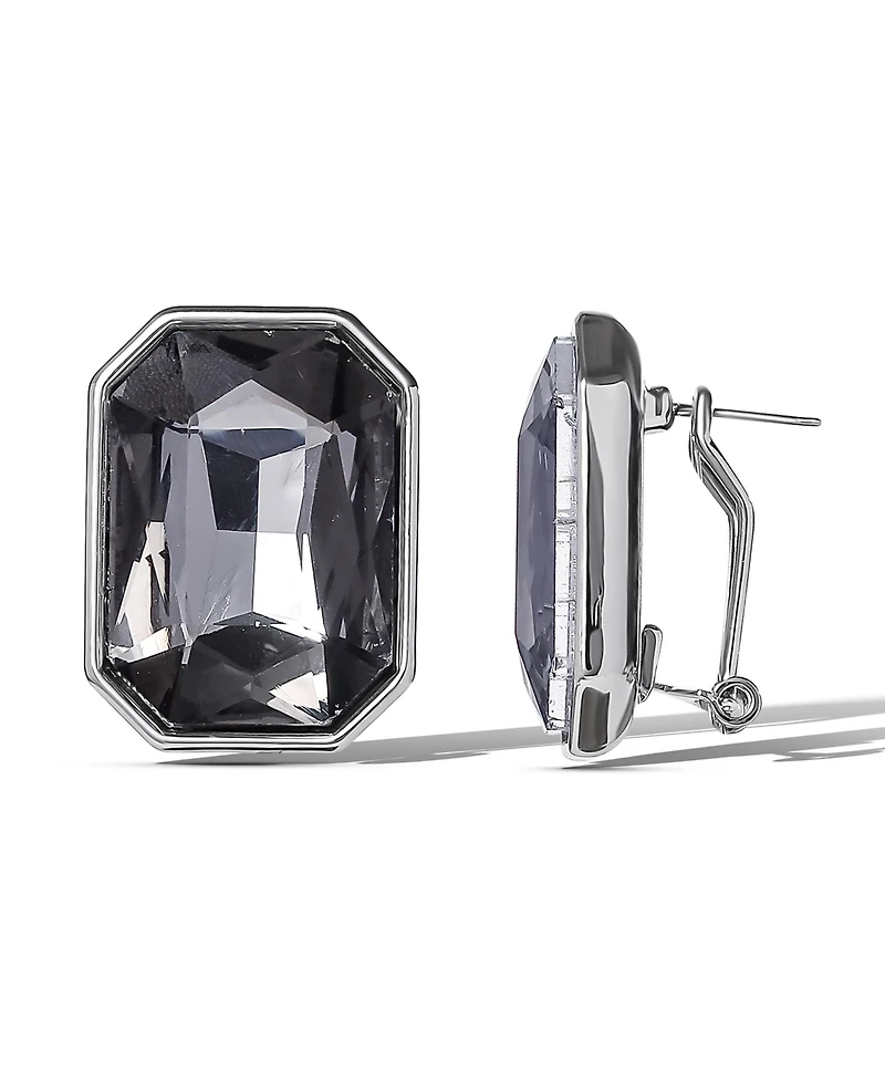 Jessica Simpson Faceted Gemstone Stud Earrings in Smoke Grey