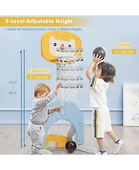 Akiudex 3 in 1 Adjustable Kids Basketball Hoop Set with Soccer and Golf Games
