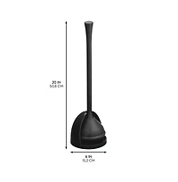 iDesign Compact Toilet Plunger with Holder for Bathroom - Black