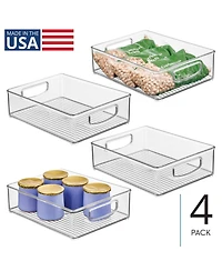 iDesign Plastic Stackable Pantry Bin with Handles, Set of 4, Clear