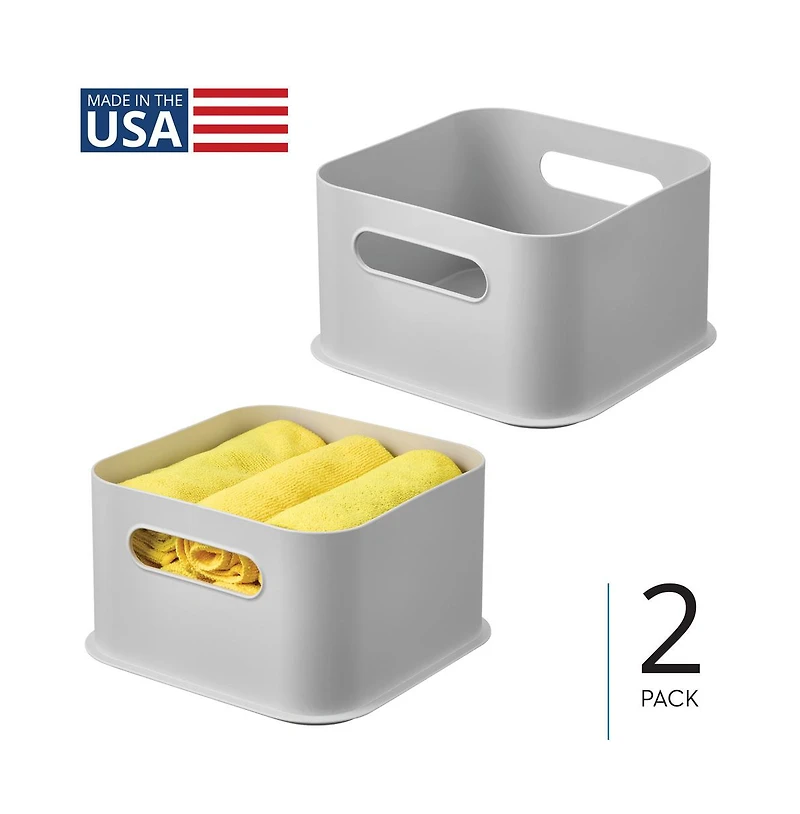 iDesign Plastic Pantry Storage Bin with Handles - Set of 2 - Gray - Made in Usa