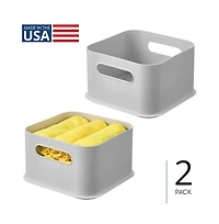 iDesign Plastic Pantry Storage Bin with Handles - Set of 2 - Gray - Made in Usa