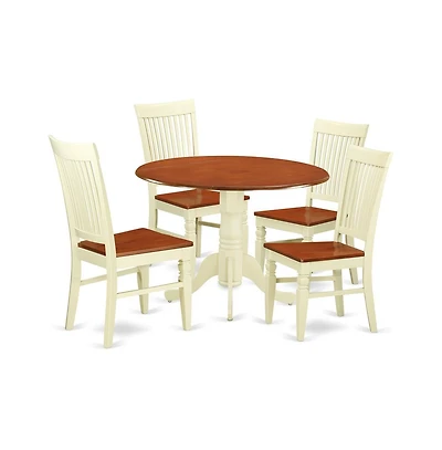 East West Furniture Dining Room Set Buttermilk & Cherry
