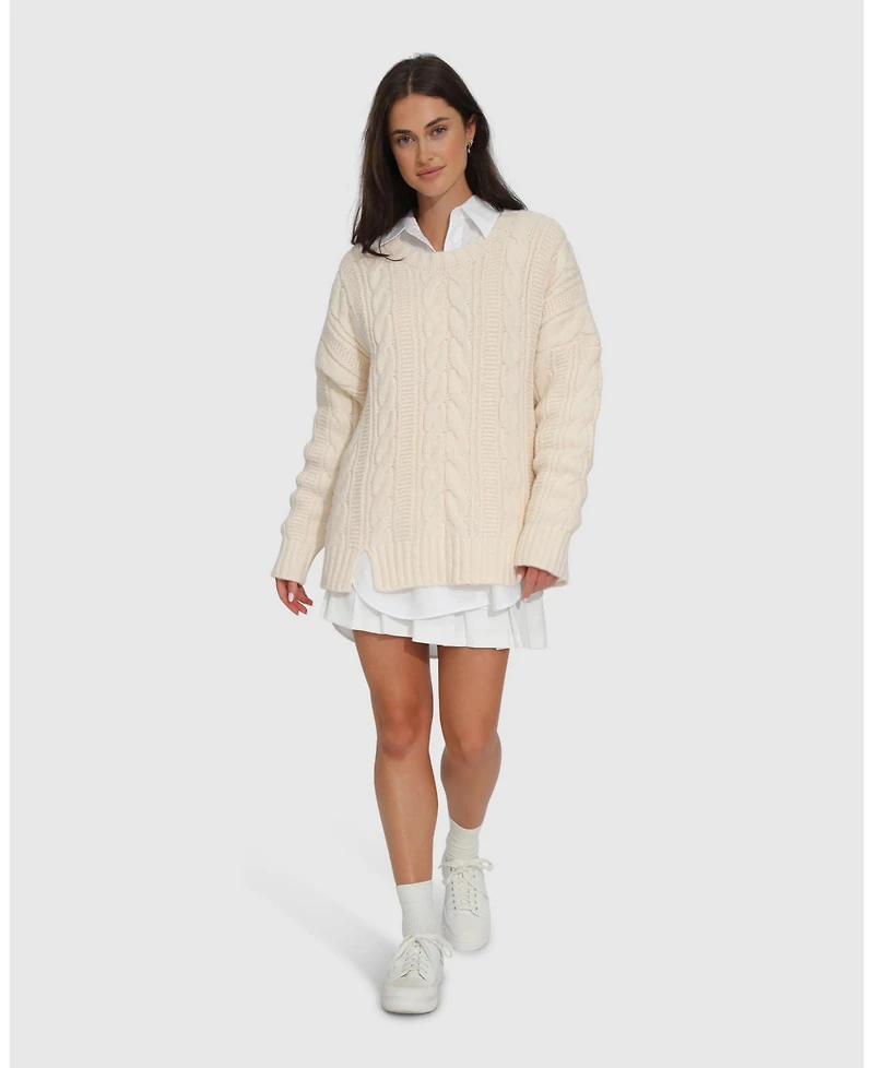 Belle & Bloom Women's Perfect Me Oversized Crew Sweater