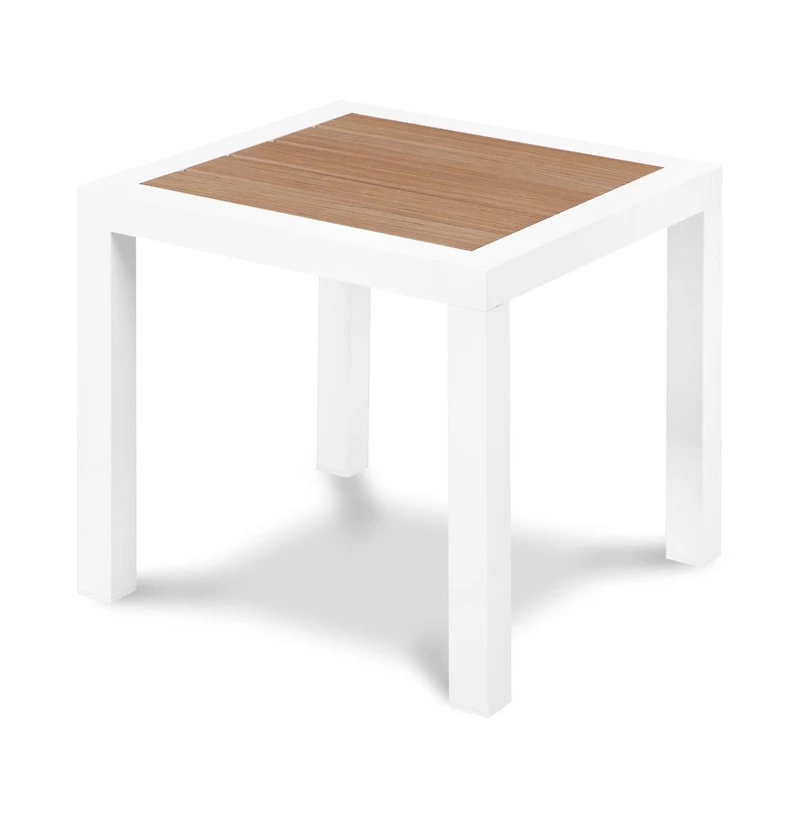 Meridian Furniture Nizuc Wood Look Accent Paneling Outdoor Patio Aluminum End Table
