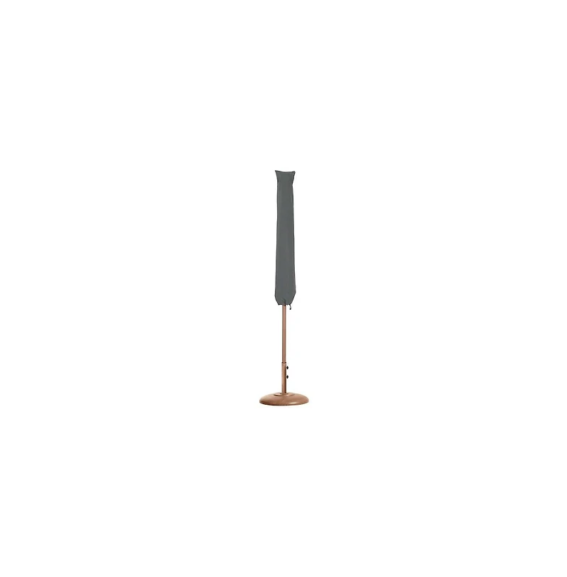 Meridian Furniture Fiji Beige Fabric / Teak Aluminum Patio Umbrella with Base Sets