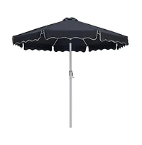 Meridian Furniture Amalfi Black With Cream Piping / Matte White Metal Patio Umbrella with Base Sets