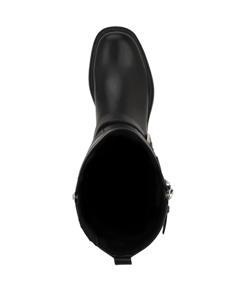 Guess Women's Lynnie Tall Buckle Moto Lug Boots