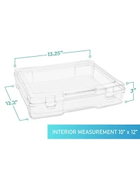 Sorbus Set of 3 Clear Stackable Portable Project Case Fits 10"x12" - Snap-Tight Closure, Ideal for Board Games, Crafts, and Office Supplies