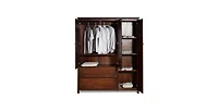 Slickblue Wood Finish Bedroom Wardrobe Armoire Cabinet with Shelves and Hanging Rod