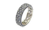 Suzy Levian Sterling Silver Sapphire & Created White Pave Eternity Band Ring