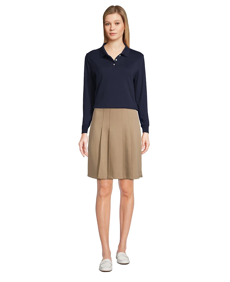 Lands' End Women's Tall Long Sleeve Interlock Polo Shirt