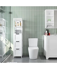 SlickblueBathroom Cabinet Tower with 3 Drawers and 2 Shelves in Wood Finish for Storage