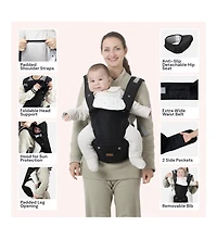 BabbleRoo Kids Carrier 6 1 with Hip Seat, Comfy & Adjustable Kangaroo Rose