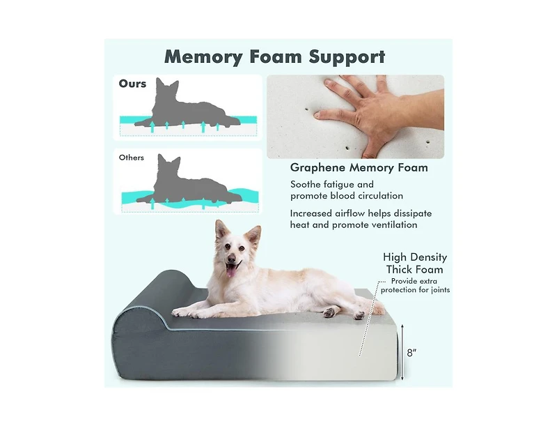 Akiudex Orthopedic Dog Bed with Memory Foam and Headrest Pillow
