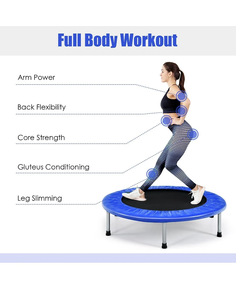 Akiudex Folding Trampoline for Adults and Kids with 28 Springs and Padded Edge