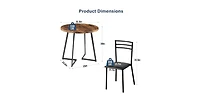 Slickblue Modern 3-Piece Dining Set with Round Wood Table and 2 Chairs for Small Spaces