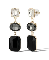 Jessica Simpson Triple Stone Drop Earrings in Black and Clear