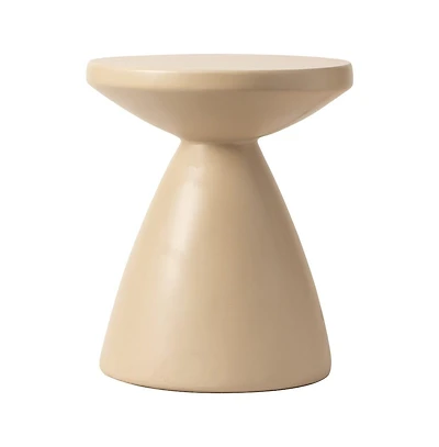LeisureMod Dune Collection Fiberglass Outdoor Side Table in Beige