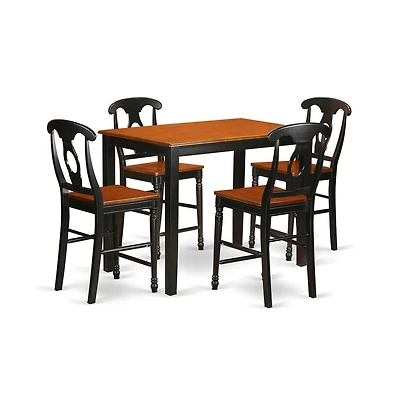 East West Furniture 5 Pc counter height Table and chair set - high top Table and 4 bar stools with backs.