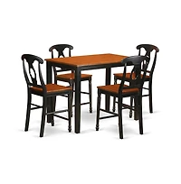 East West Furniture 5 Pc counter height Table and chair set - high top Table and 4 bar stools with backs.