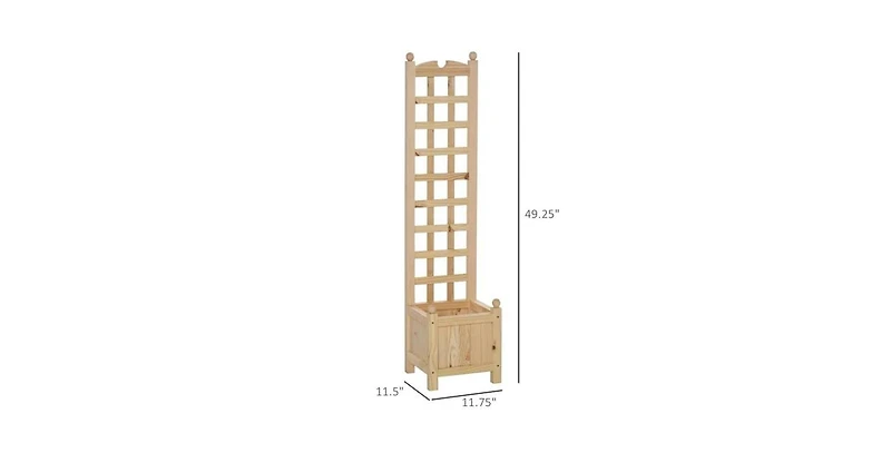 Slickblue Solid Fir Wood Raised Garden Bed Planter Box with Trellis for Vertical Growth