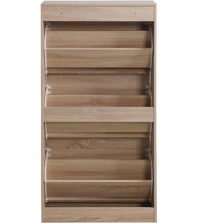 Vanirror 3 Drawer Shoe Storage Cabinet, 3 Tier Wood Shoe Rack Storage Organizer for Entryway