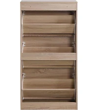 Vanirror 3 Drawer Shoe Storage Cabinet, 3 Tier Wood Shoe Rack Storage Organizer for Entryway