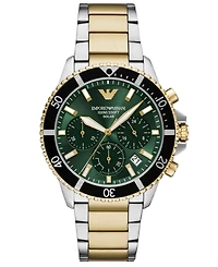 Emporio Armani Men's Chronograph World Explorer Solar Two-Tone Stainless Steel Bracelet Watch 43mm
