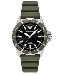Emporio Armani Men's World Explorer Solar Green Silicone Strap Watch 42mm