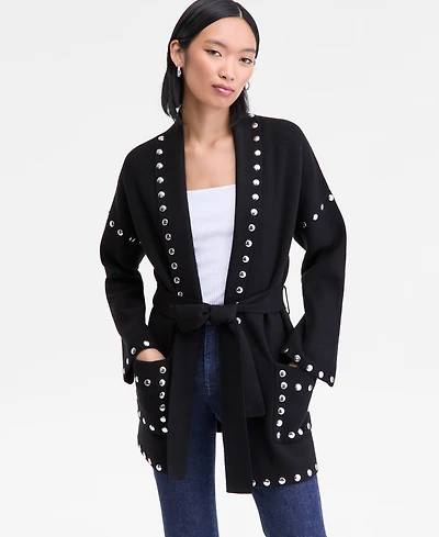 I.n.c. International Concepts Women's Studded Belted Cardigan, Macy's Exclusive
