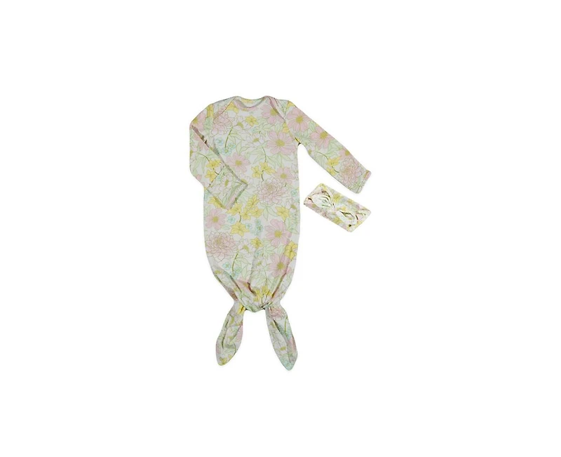 Baby Grey by Everly Girls Long Sleeve Knotted Gown & Hat Set
