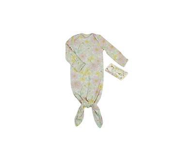 Baby Grey by Everly Girls Long Sleeve Knotted Gown & Hat Set