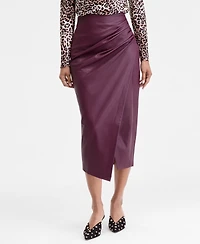 I.n.c. International Concepts Women's Faux-Leather Draped Skirt, Macy's Exclusive