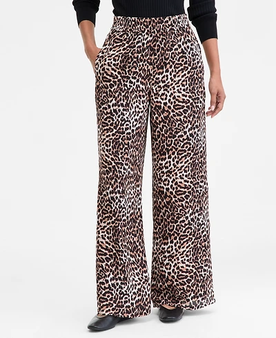 I.n.c. International Concepts Women's Printed Pull-On Wide-Leg Pants, Macy's Exclusive