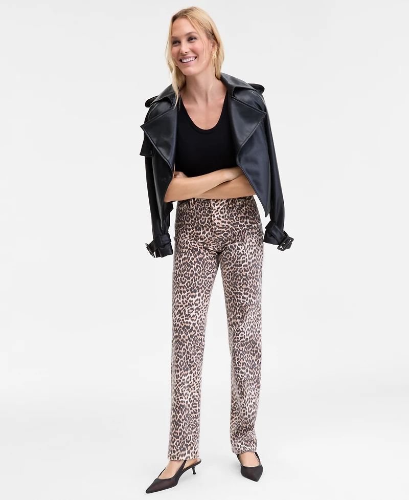 I.n.c. International Concepts Women's Leopard-Print Straight-Leg Jeans, Macy's Exclusive