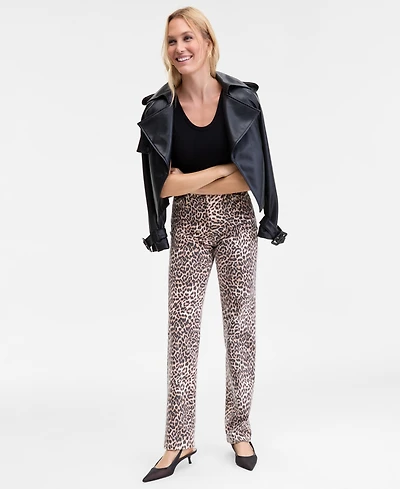 I.n.c. International Concepts Women's Leopard-Print Straight-Leg Jeans, Macy's Exclusive