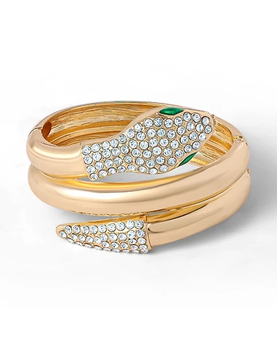 Jessica Simpson Snake Hinge Bracelet in Gold-Tone with Crystal Eyes