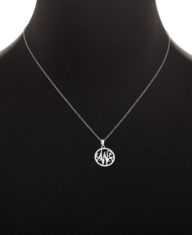 Giani Bernini Cubic Zirconia Pave Monogram W Pendant 18" Necklace in Sterling Silver, Created for Macy's