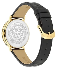 Versace Women's Swiss Delphinus Black Leather Strap Watch 35mm