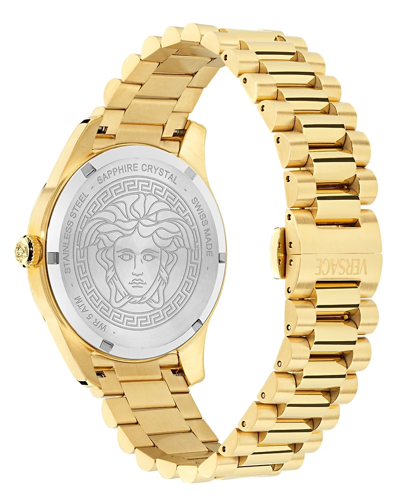 Versace Men's Swiss Apodis Gmt Gold Ion Plated Bracelet Watch 41mm