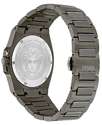 Versace Men's Swiss Tolomeo Gunmetal Ion Plated Bracelet Watch 40mm