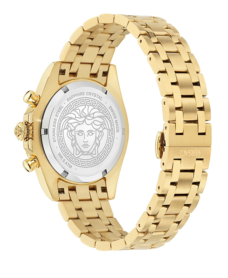 Versace Men's Swiss Chronograph Fornax Gold Ion Plated Bracelet Watch 43mm