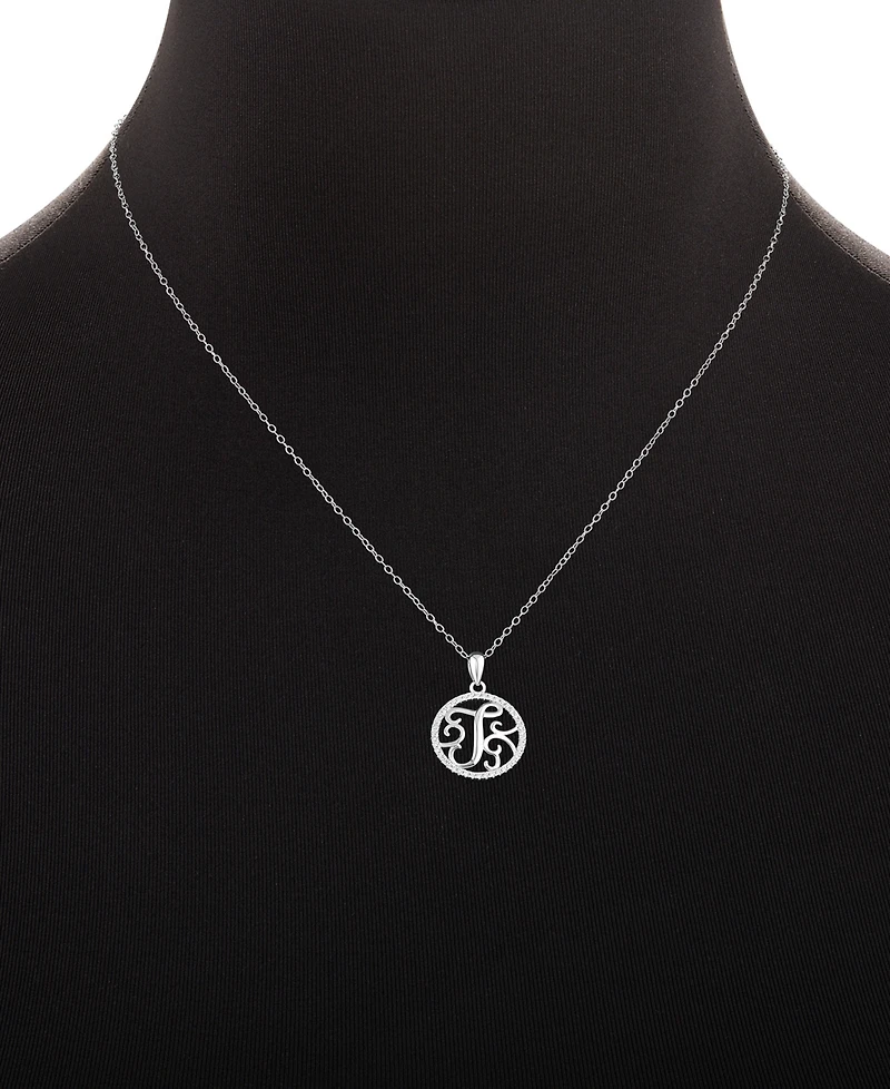 Giani Bernini Cubic Zirconia Filigree Initial T Monogram 18" Pendant Necklace in Sterling Silver, Macy's Exclusive