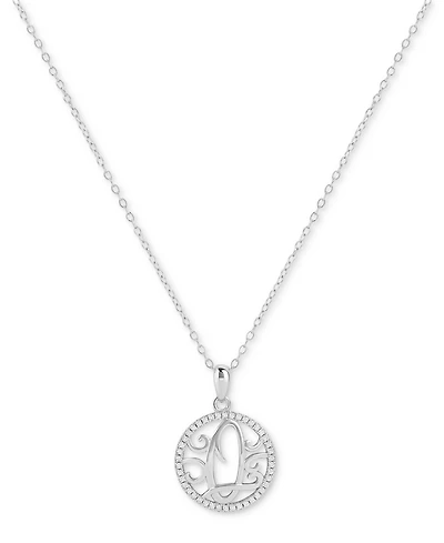Giani Bernini Cubic Zirconia Filigree Initial Q Monogram 18" Pendant Necklace in Sterling Silver, Macy's Exclusive