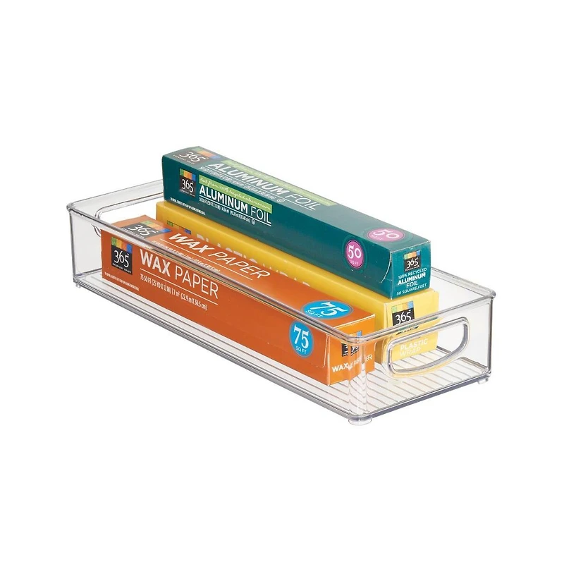 iDesign Plastic Stackable Pantry Bin with Handles, Set of 2, Clear