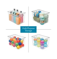 iDesign Plastic Storage Bin with Handles - Set of - Clear