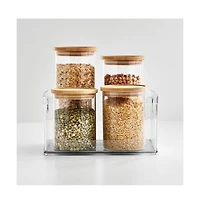 iDesign Stackable Open-Front Bin with Handles, Set of 4, Clear, Made in Usa