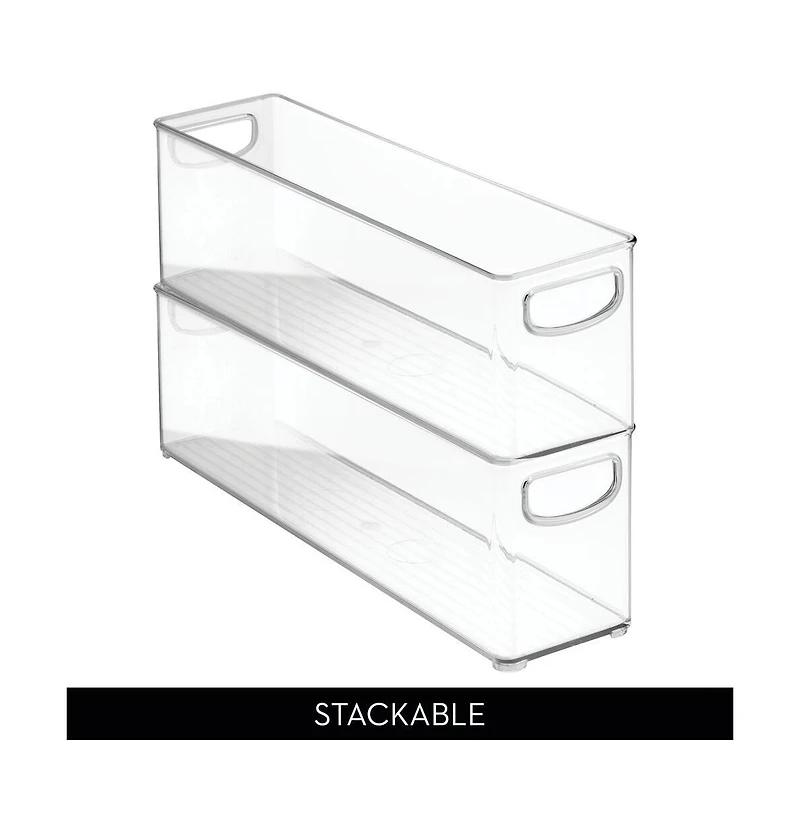 iDesign Plastic Stackable Pantry Bin with Handles, Set of 2, Clear, Made in Usa