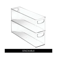 iDesign Plastic Stackable Pantry Bin with Handles, Set of 2, Clear, Made in Usa